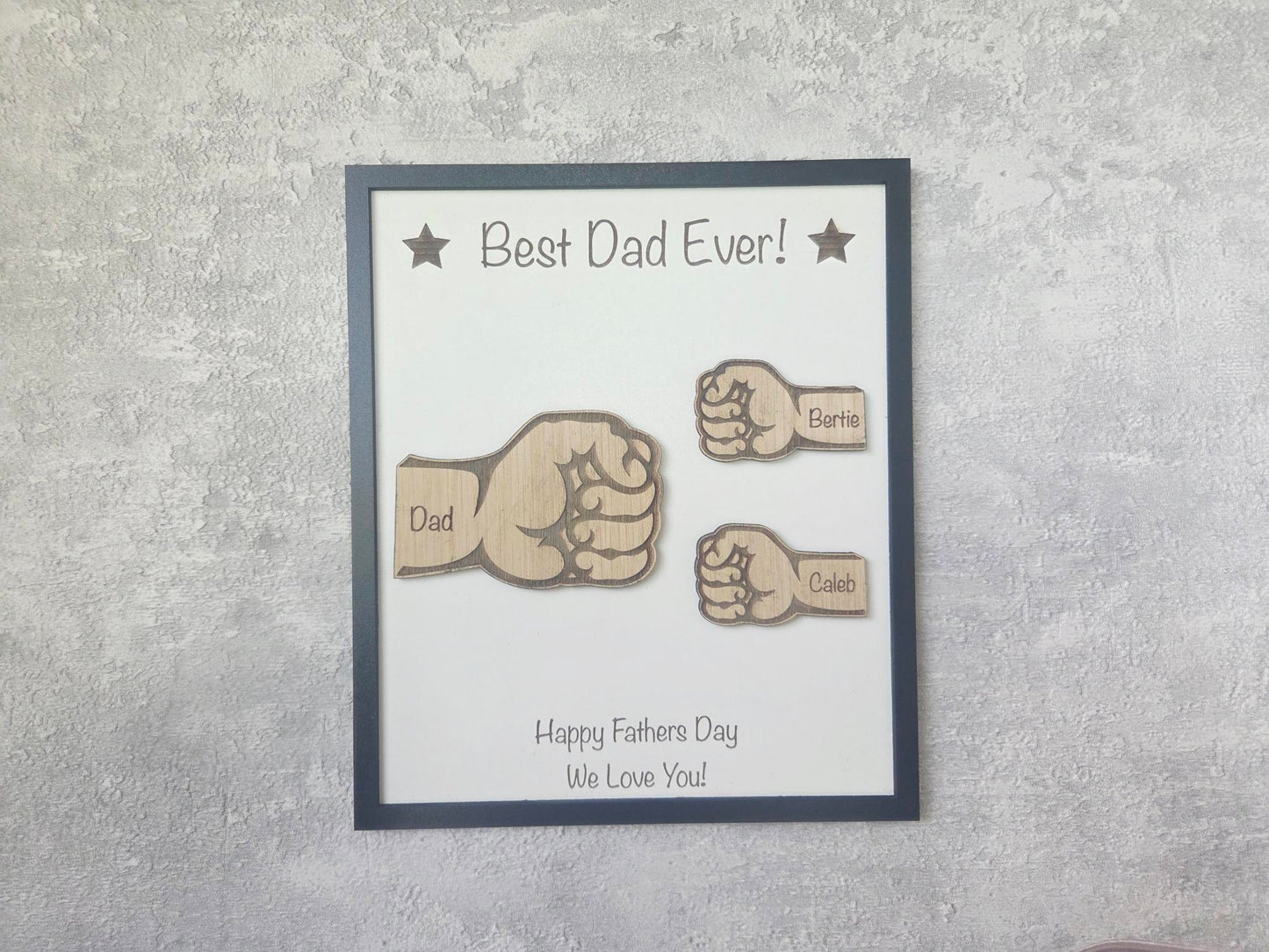 Personalised Fist Bump Wall Sign Gift | Custom Wooden Plaque for Dad, Grandad, Mum or Nanny