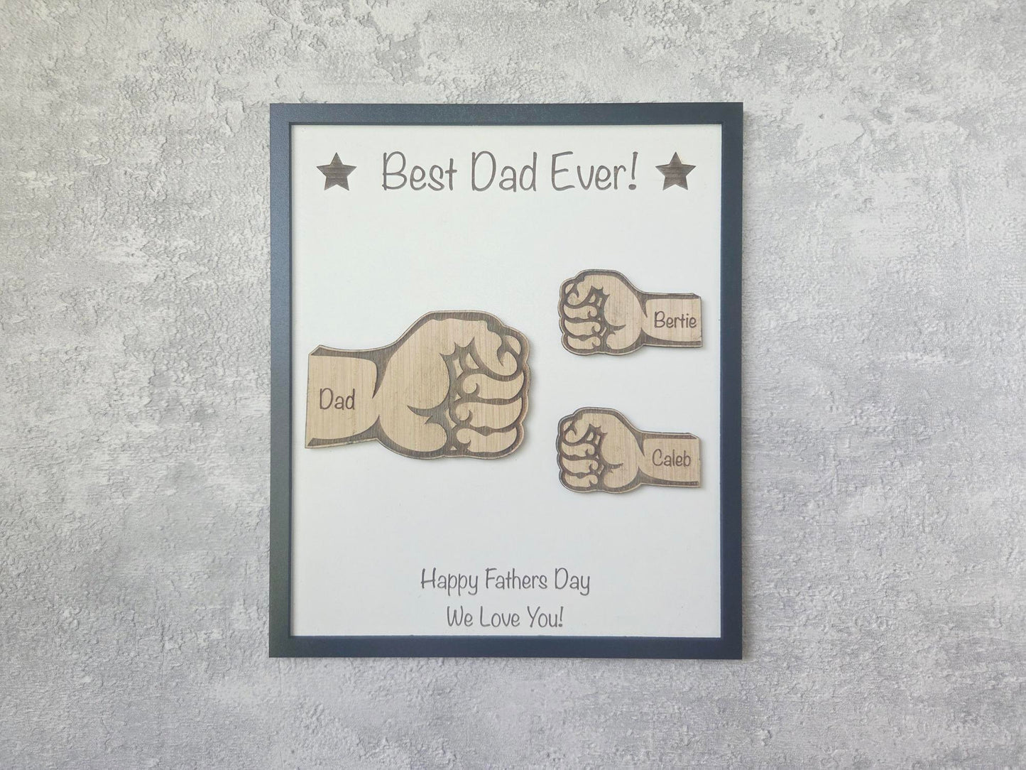 Personalised Fist Bump Wall Sign Gift | Custom Wooden Plaque for Dad, Grandad, Mum or Nanny