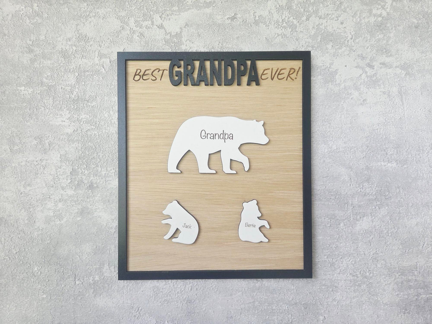 Personalised Bear Family Wall Decor Gift | Custom Name Plaque for Dad, Grandad, Mum or Nanny