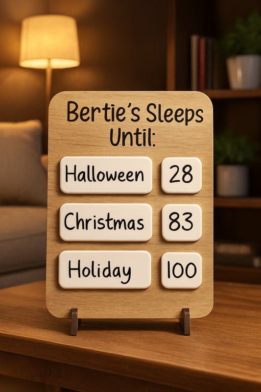 Personalised Countdown Board – Reusable Dry-Wipe Sign for Kids & Big Days