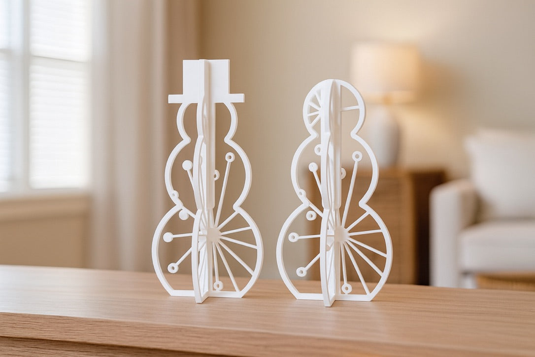 Acrylic Snowman Christmas Decorations – Set of 2 Modern Freestanding Xmas Ornaments | Winter Home Decor & Secret Santa Gift