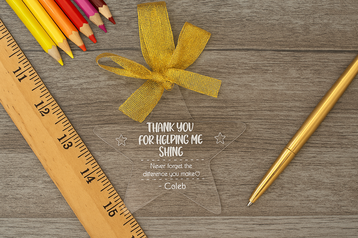 Personalised Acrylic Star Thank You Gift – Hanging Decoration with Custom Message