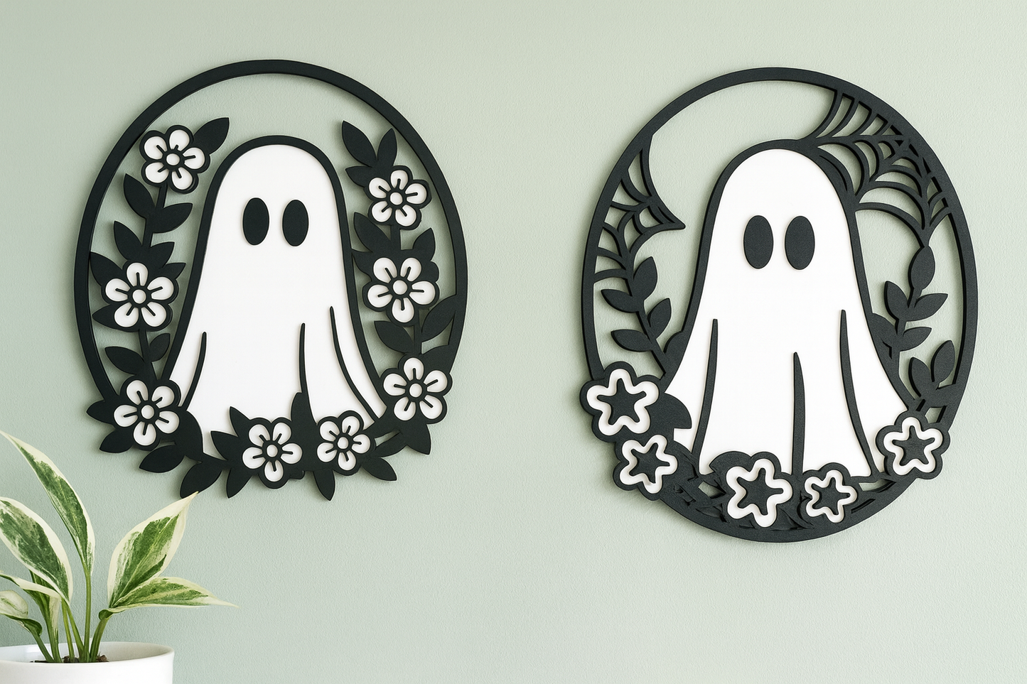 Floral Ghost Halloween Decoration – Spooky Fall Shelf Decor or Autumn Gift Idea