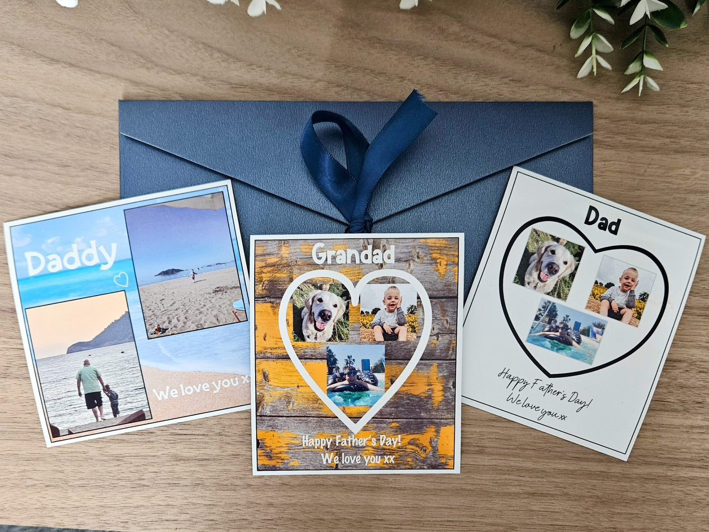Personalised Grandad Photo Magnet – Custom Gift with 3 Photos & Message