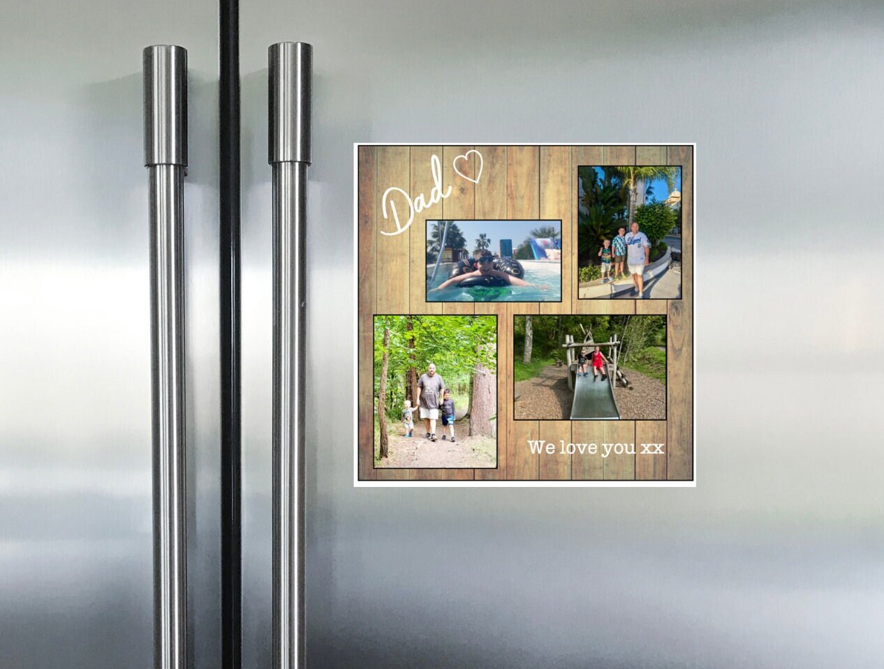 Personalised Dad Photo Magnet – Custom Keepsake Gift with 4 Photos & Messag