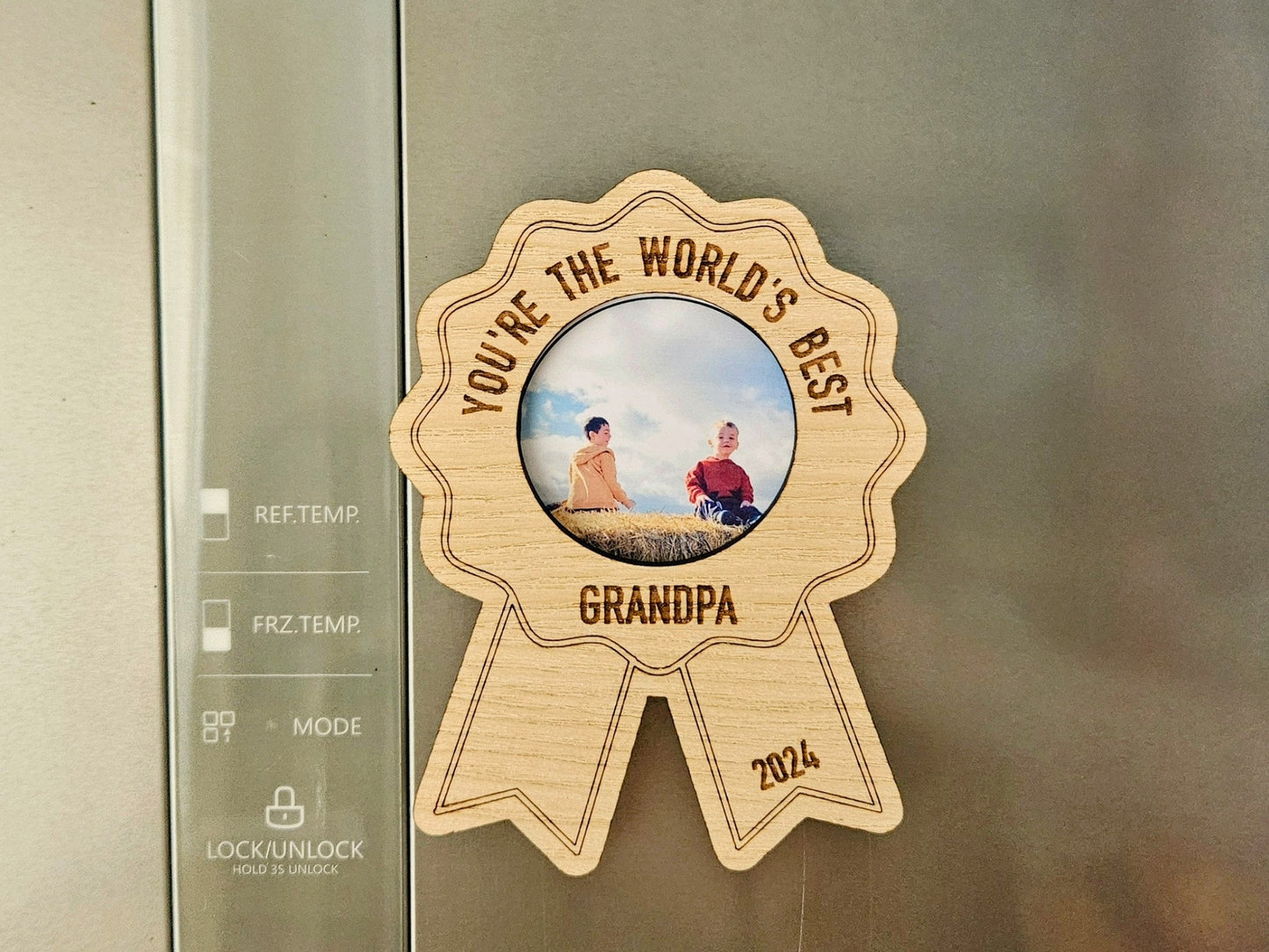 Worlds Best Grandpa Wooden Fridge Magnet