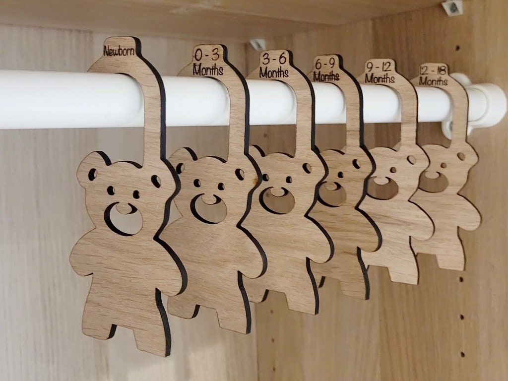 Personalised Baby Hangers, Bear Shape Wardrobe Dividers