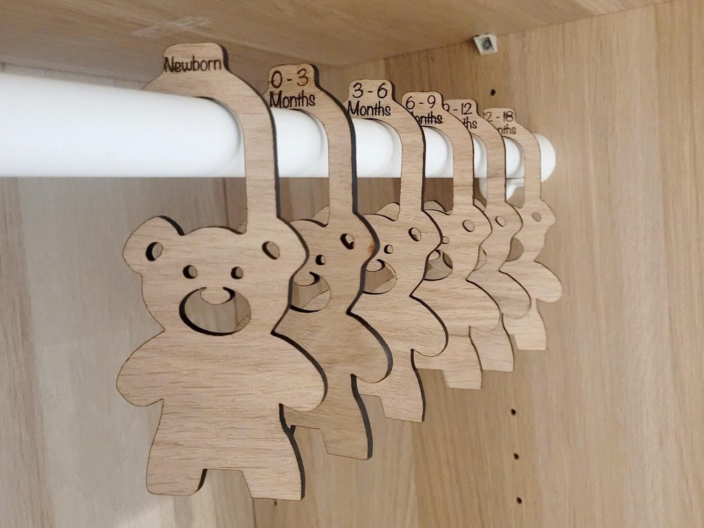 Personalised Baby Hangers, Bear Shape Wardrobe Dividers