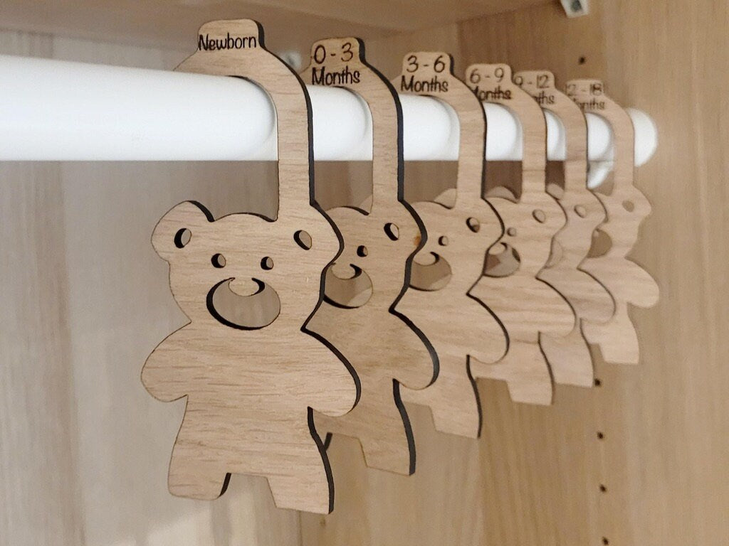 Personalised Baby Hangers, Bear Shape Wardrobe Dividers