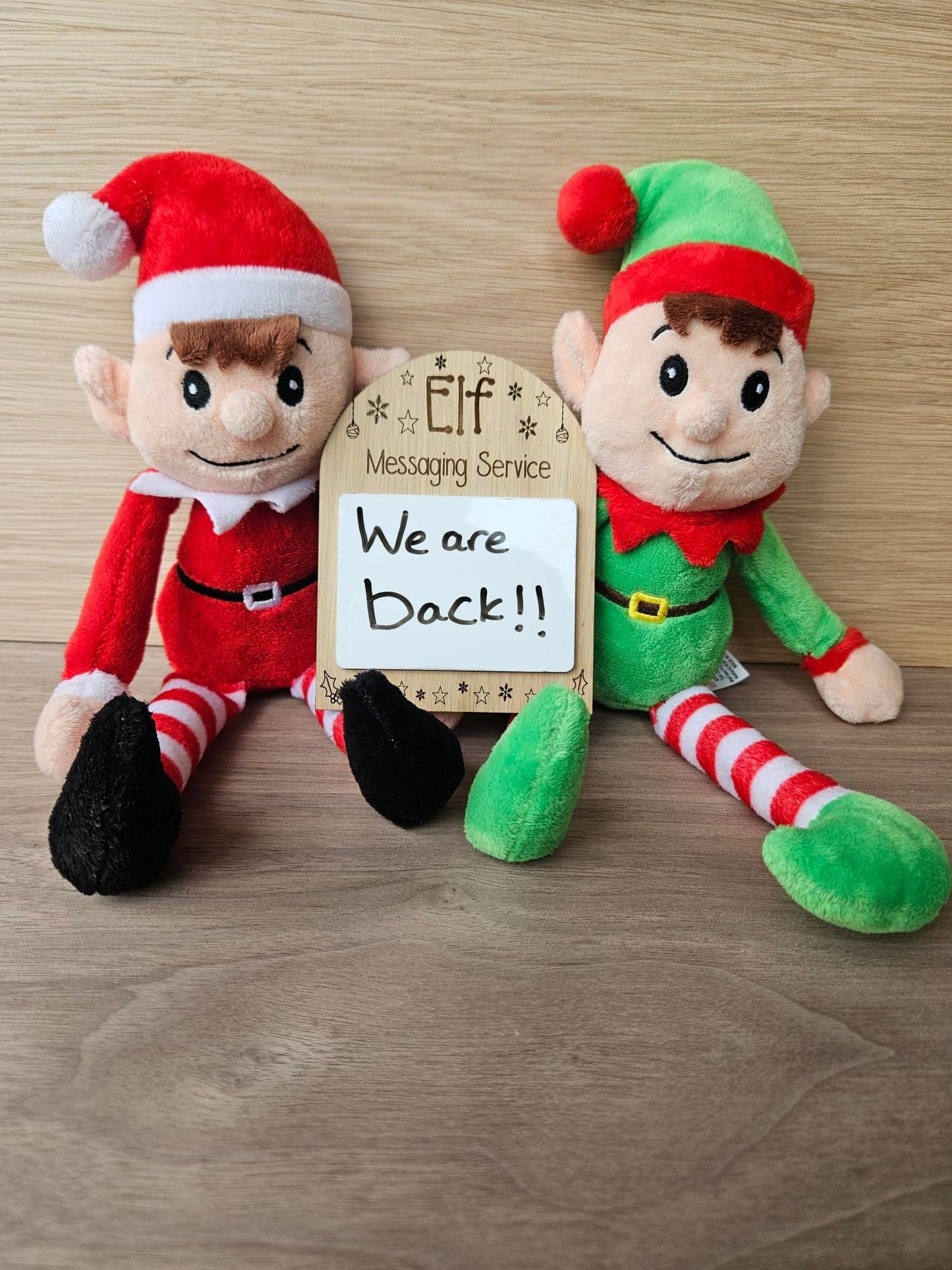 Personalised Elf Arrival Postcard – Custom Wooden Christmas Keepsake for Kids