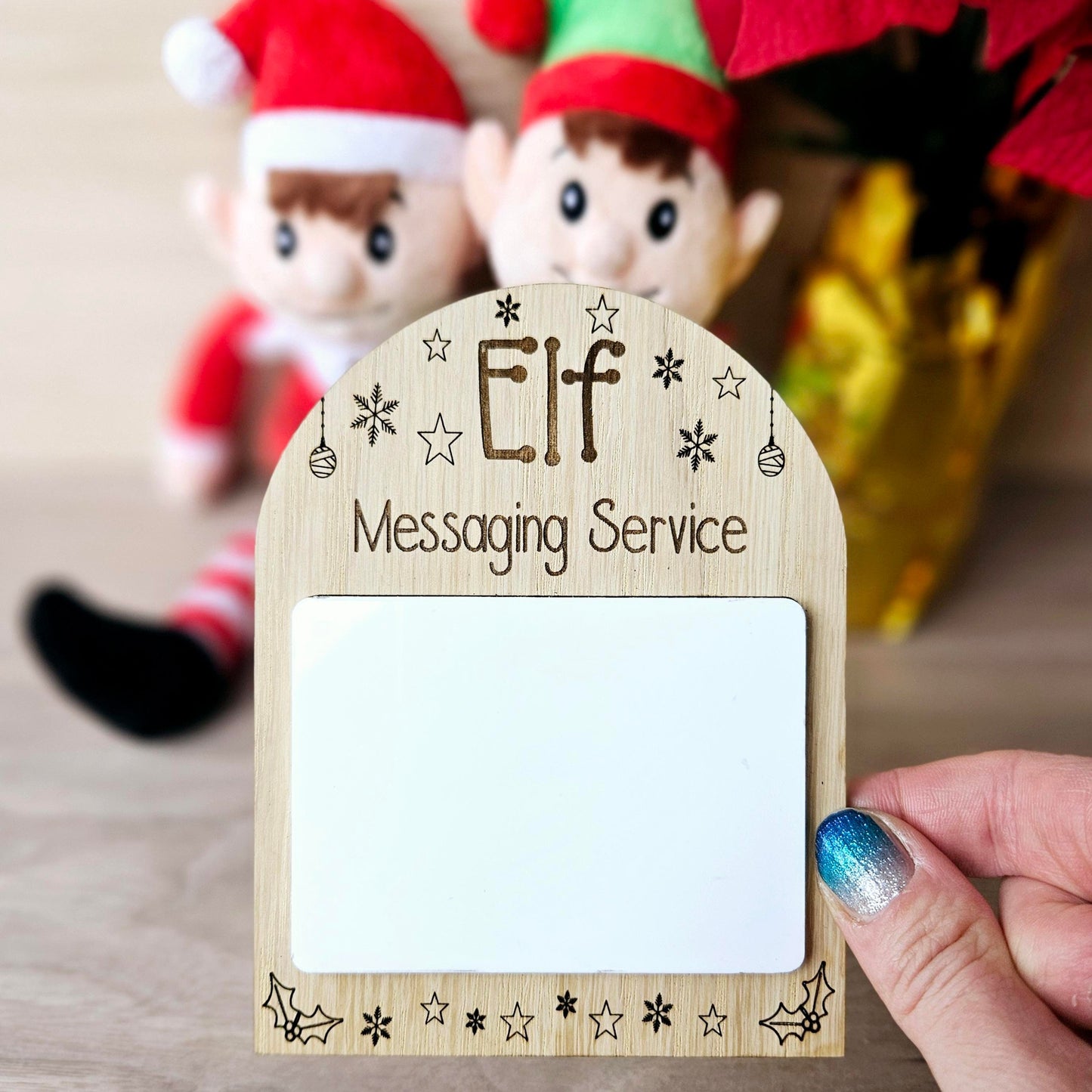Personalised Elf Arrival Postcard – Custom Wooden Christmas Keepsake for Kids