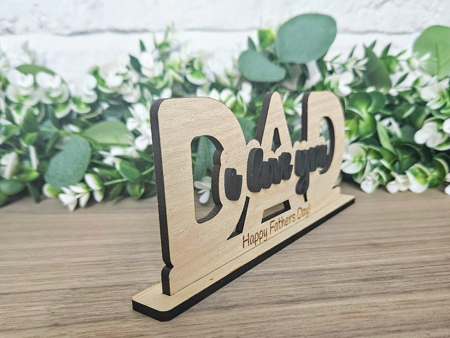 Personalised Dad Wooden Ornament – I Love You Keepsake Gift for Father’s Day, Birthday Gift