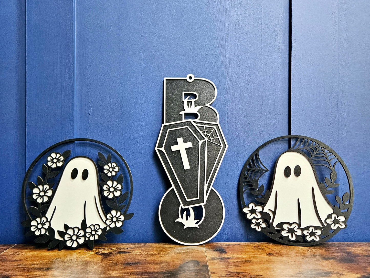 Floral Ghost Halloween Decoration – Spooky Fall Shelf Decor or Autumn Gift Idea