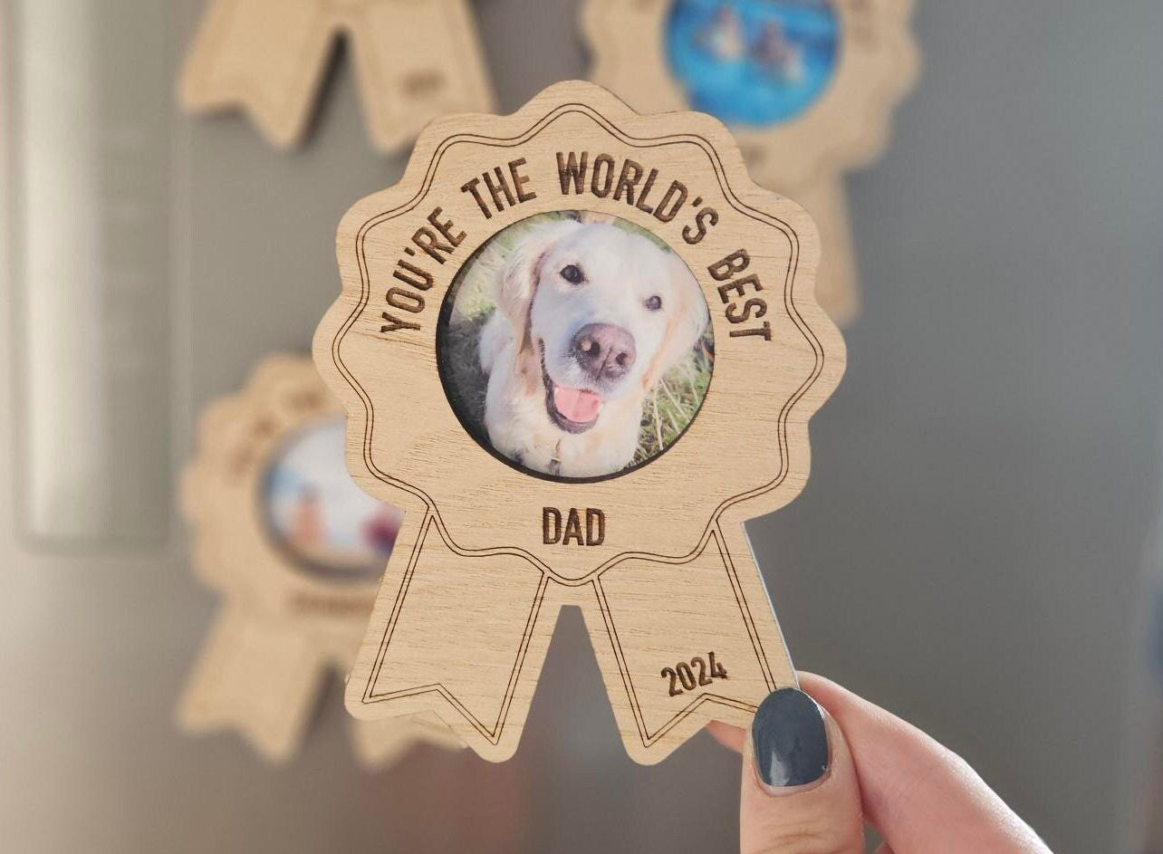 World’s Best Dad – Personalised Wooden Medal Fridge Magnet
