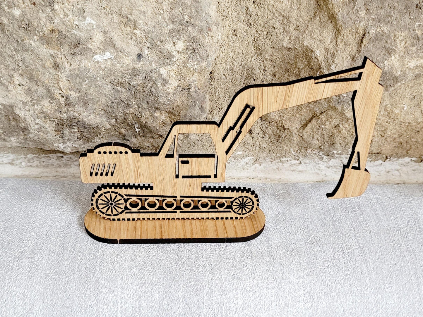 Personalised Excavator Wood Card – Unique Gift for Him, Construction Worker Keepsake, Birthday or Father’s Day Gift
