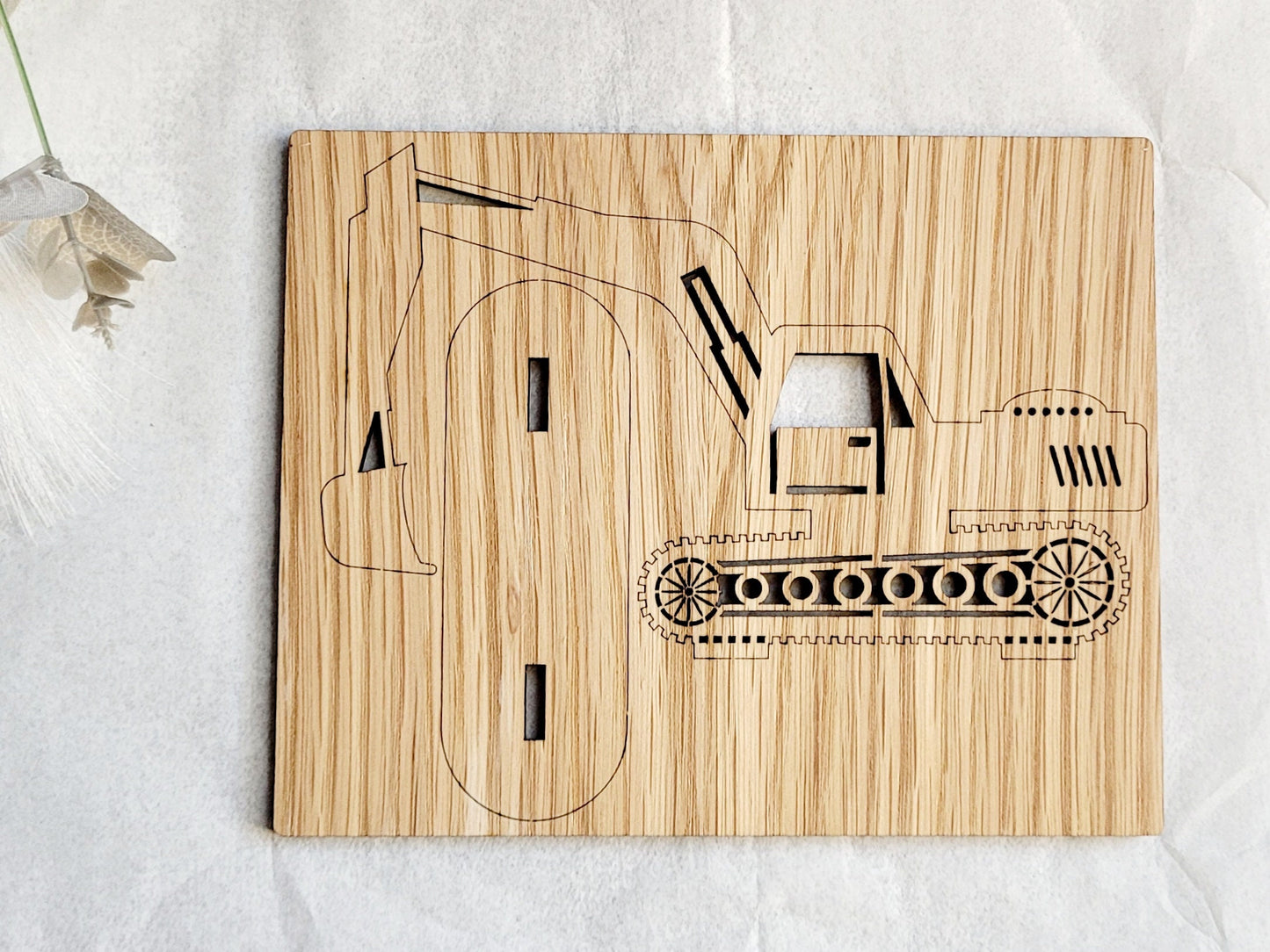 Personalised Excavator Wood Card – Unique Gift for Him, Construction Worker Keepsake, Birthday or Father’s Day Gift
