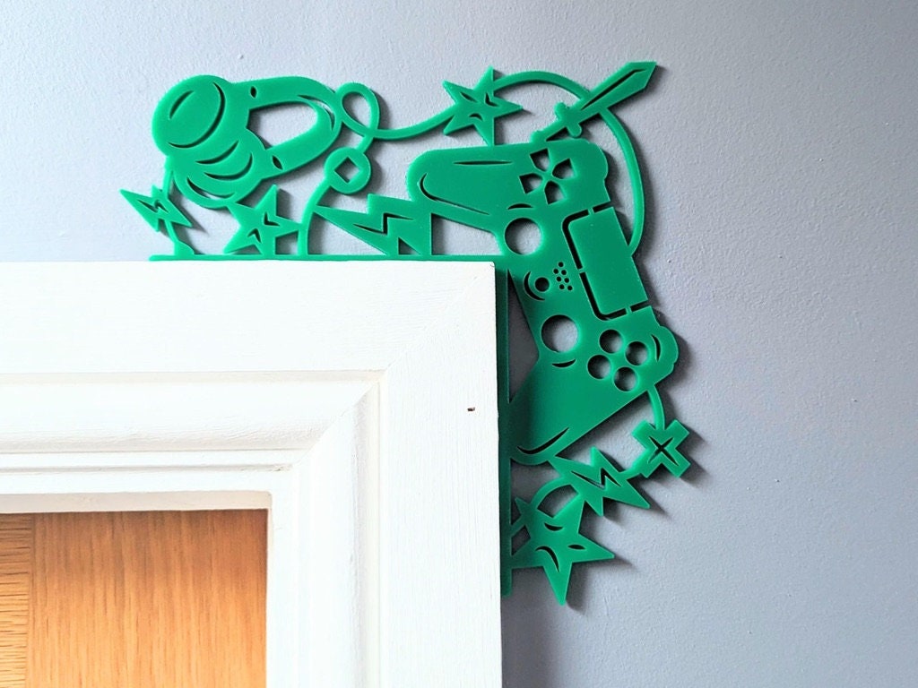 Monster Door Sign, Door Corner Trim, Green Bedroom Decor, Nursery Gift for Boys