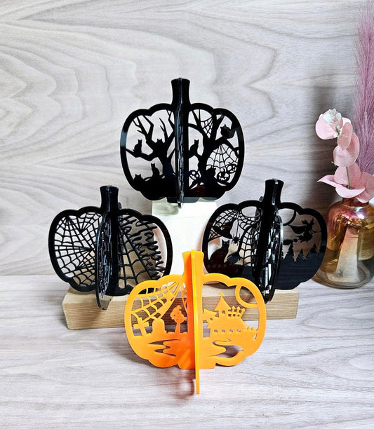 3D Standing Pumpkin Decor – Halloween Autumn Shelf Decoration