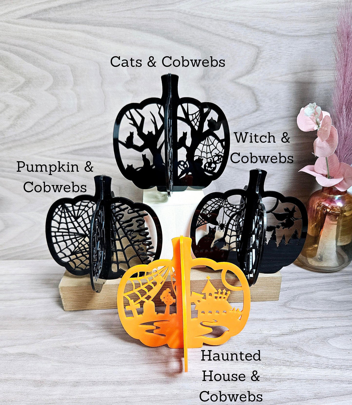 3D Standing Pumpkin Decor – Halloween Autumn Shelf Decoration