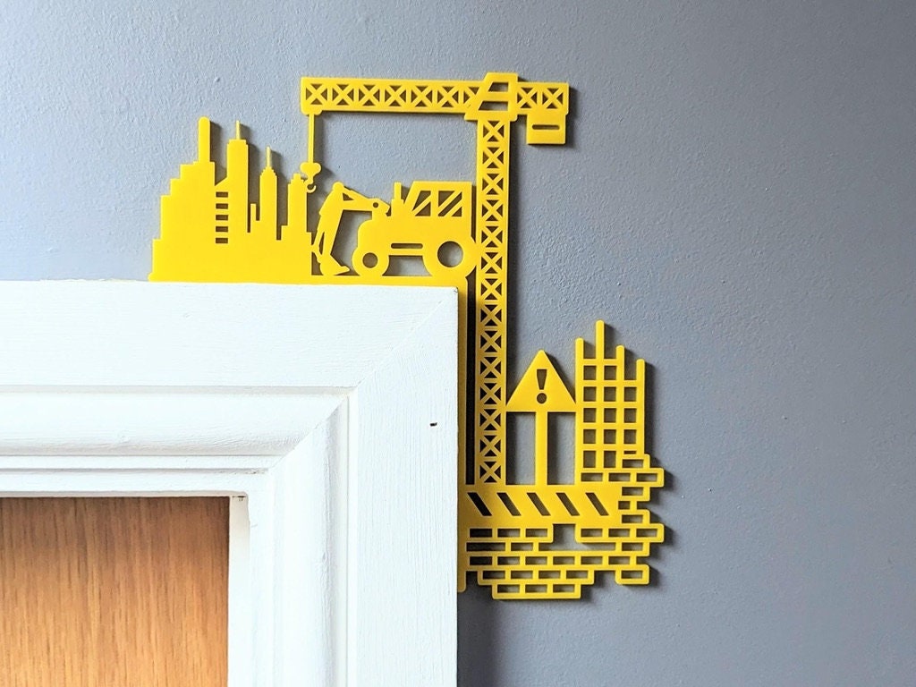 Space-Themed Bedroom Decor - Pirate Ship, Rockets, Astronaut, & Construction Site Corner Accent for Door Frames & Shelves – Whimsical Acrylic Wall Art for Kids’ Rooms
