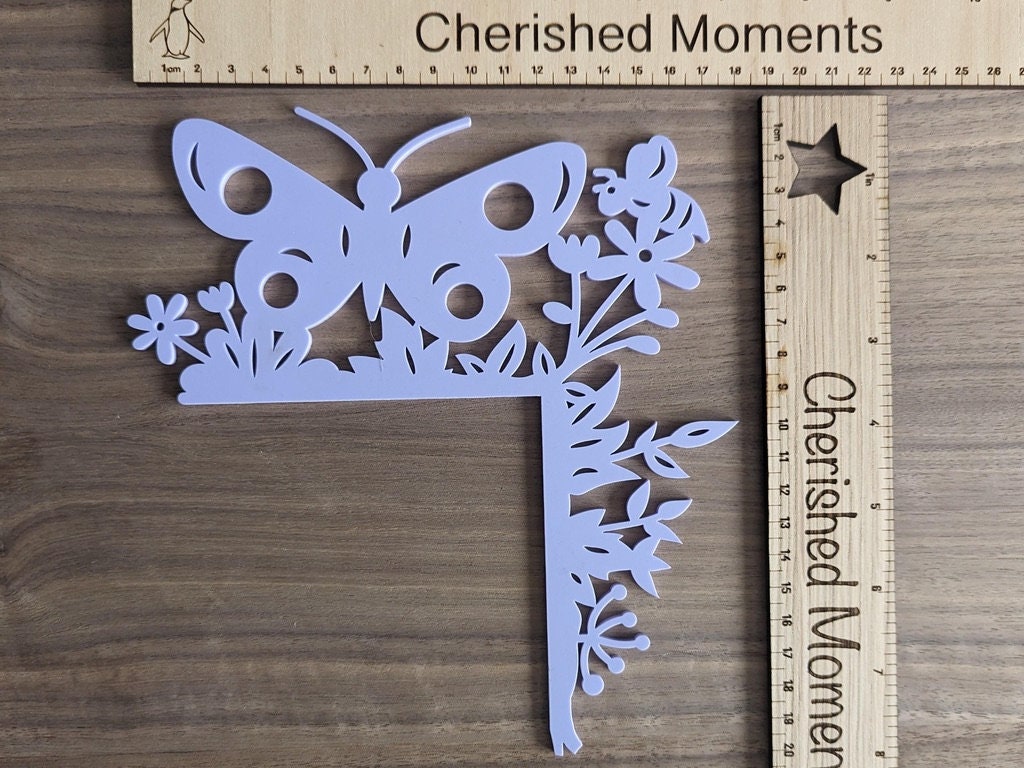 Purple Butterfly and Flower Door Corner Decoration - Magical Nursery Wall Art, Reversible Acrylic Corner Accent for Door Frames, Shelves & Photo Frames