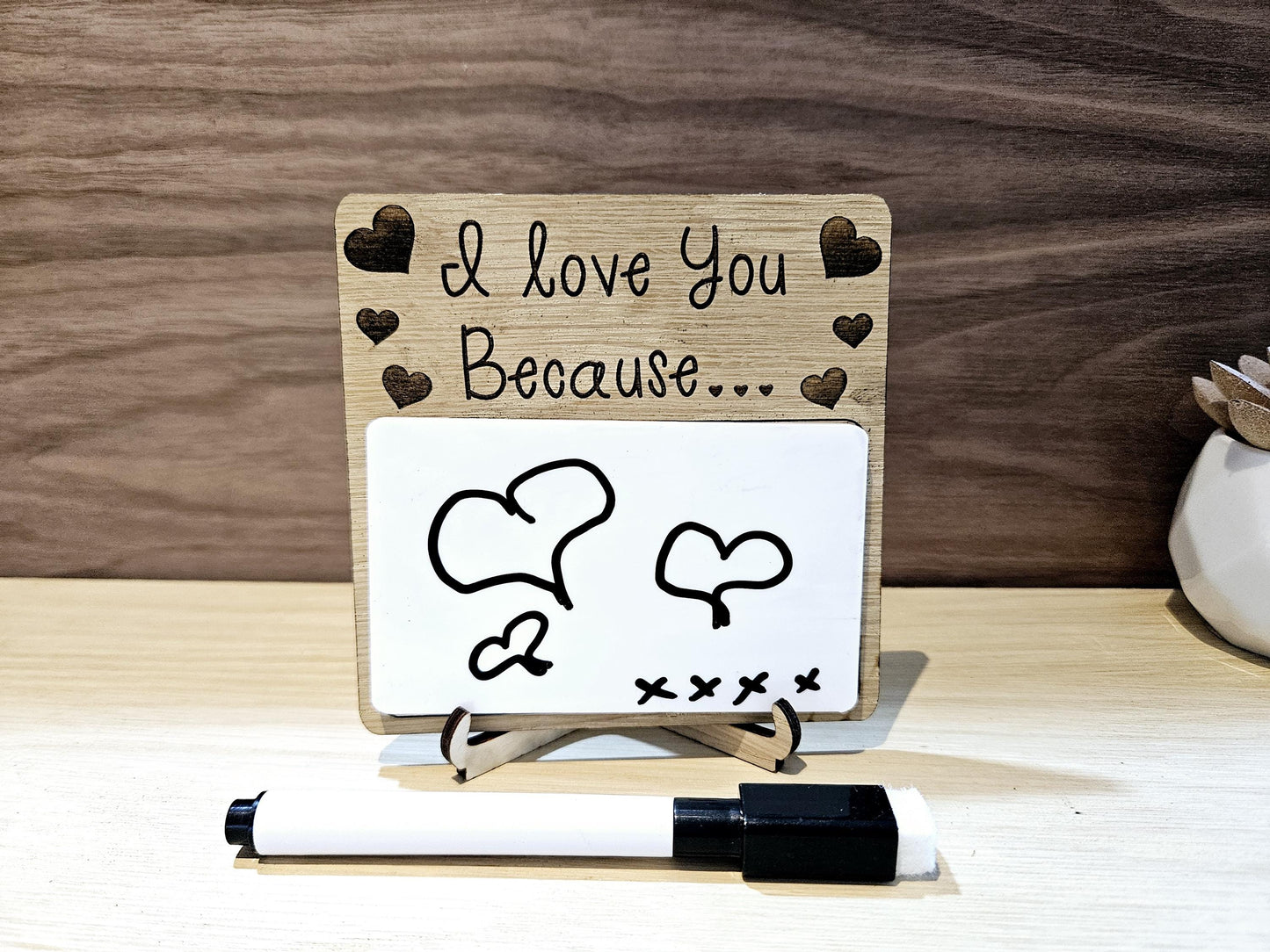 Personalised ‘I Love You Because’ Dry Erase Board – Gift for Dad, Grandad, or Partner from Kids | Birthday, Anniversary, Father’s Day
