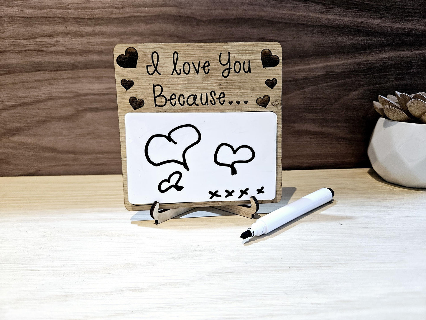 Personalised ‘I Love You Because’ Dry Erase Board – Gift for Dad, Grandad, or Partner from Kids | Birthday, Anniversary, Father’s Day