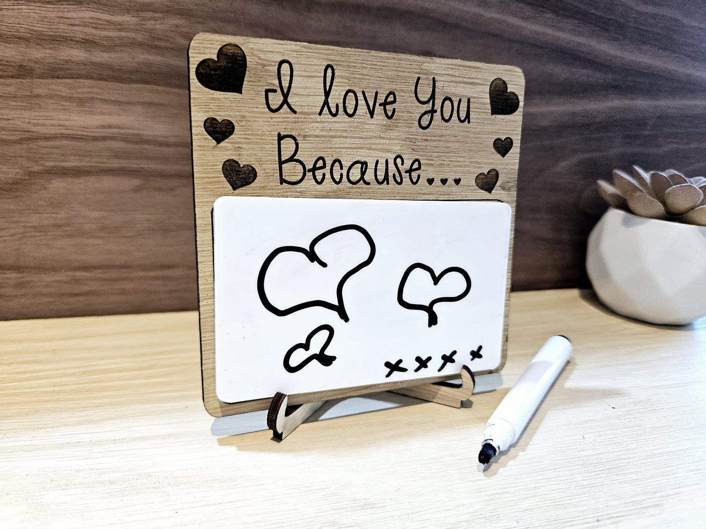 Personalised ‘I Love You Because’ Dry Erase Board – Gift for Dad, Grandad, or Partner from Kids | Birthday, Anniversary, Father’s Day