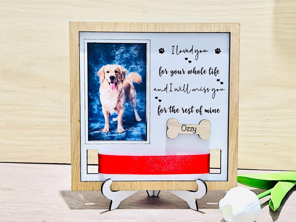 Personalised Pet Memorial Frame, Custom Pet Collar Holder Plaque