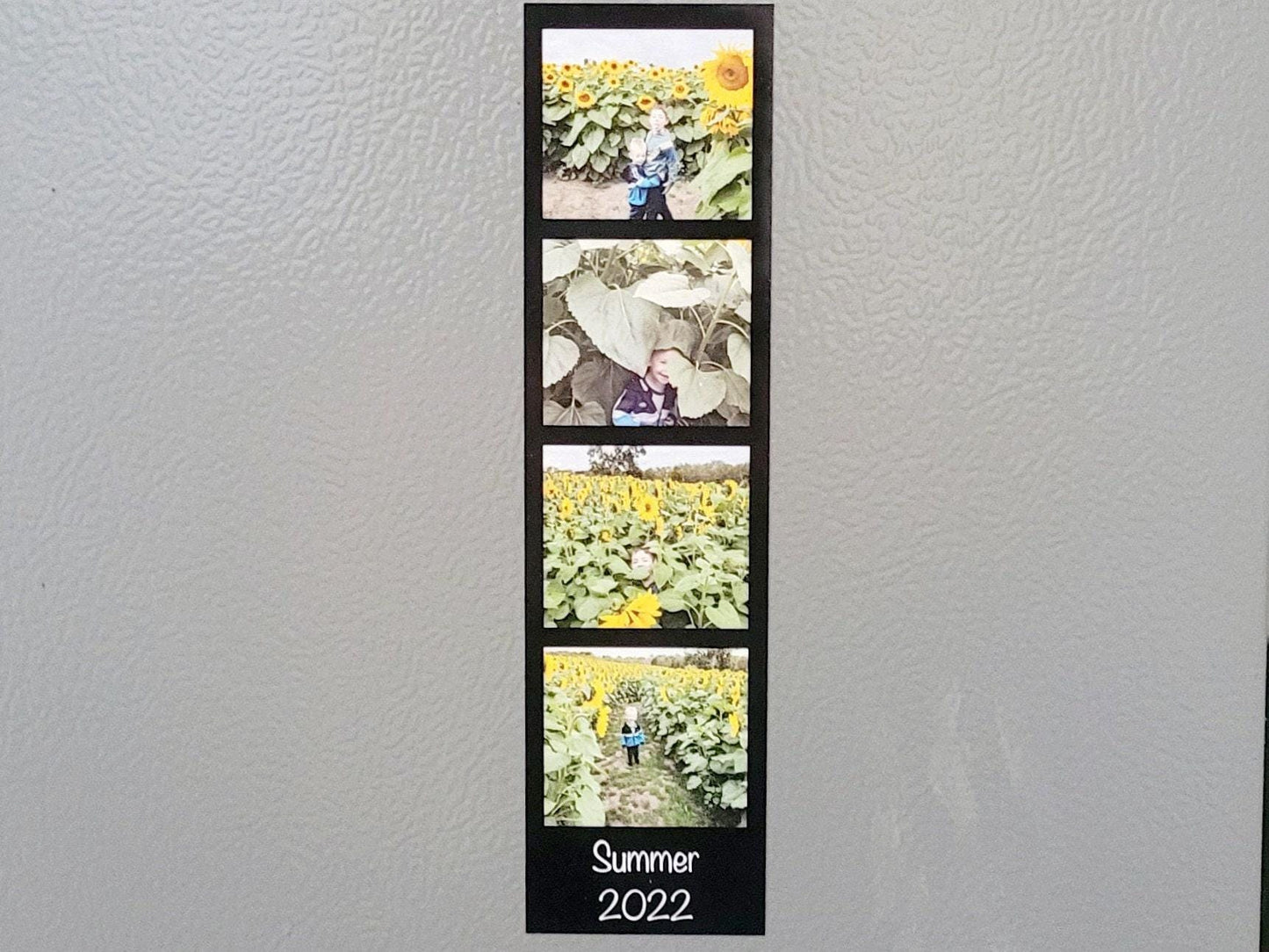 Personalised Photo Strip Magnet – Custom 4-Photo Magnetic Strip with Optional Message
