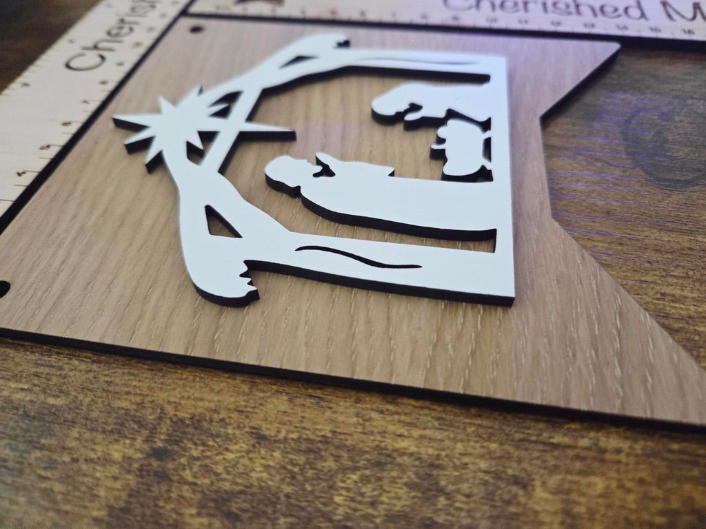 Wooden Nativity Scene Bunting, Christian Christmas Decoration