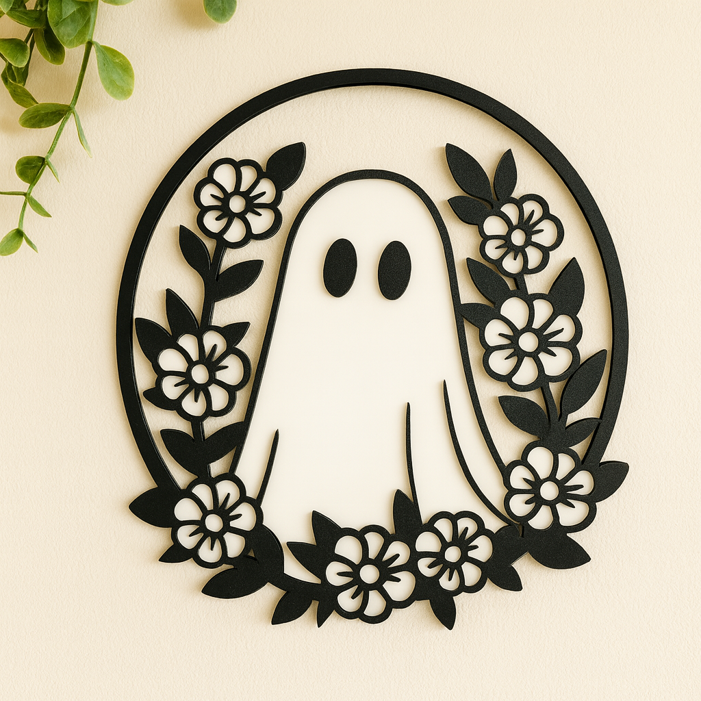 Floral Ghost Halloween Decoration – Spooky Fall Shelf Decor or Autumn Gift Idea