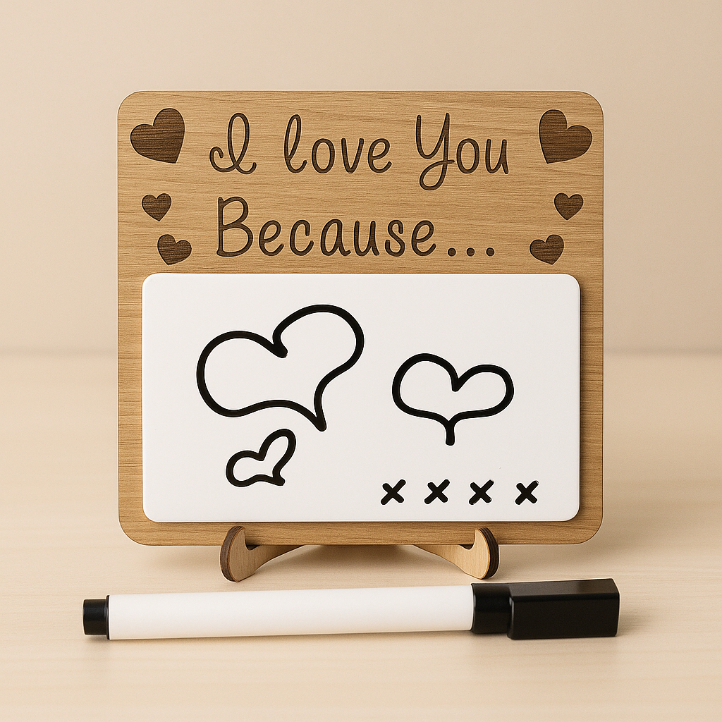 Personalised ‘I Love You Because’ Dry Erase Board – Gift for Dad, Grandad, or Partner from Kids | Birthday, Anniversary, Father’s Day