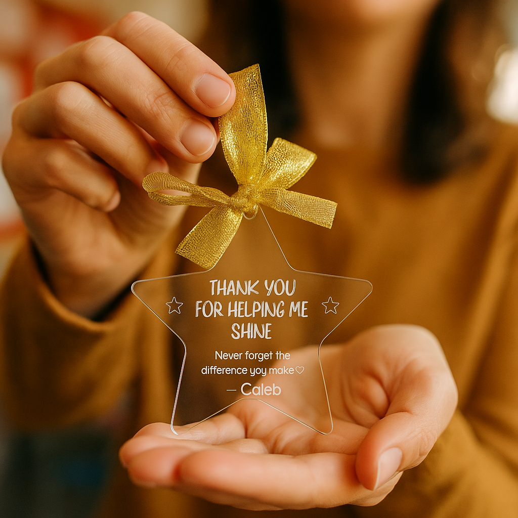 Personalised Acrylic Star Thank You Gift – Hanging Decoration with Custom Message