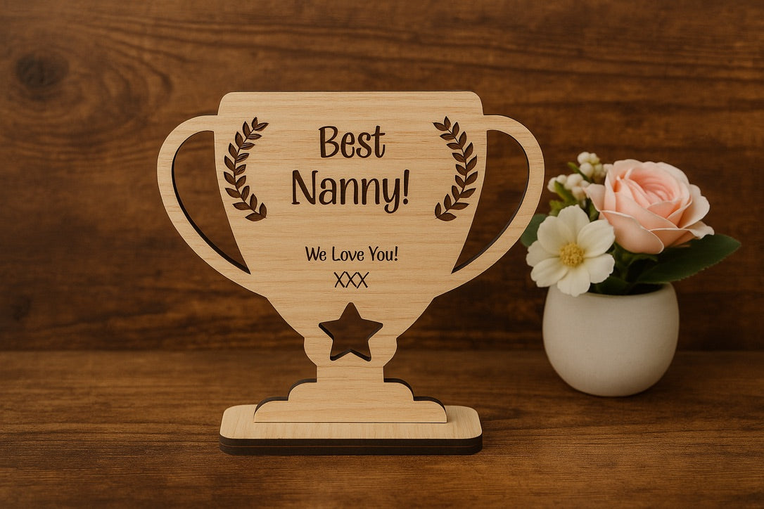 Personalised Wooden Teacher Trophy – Thank You Gift from Child or Class