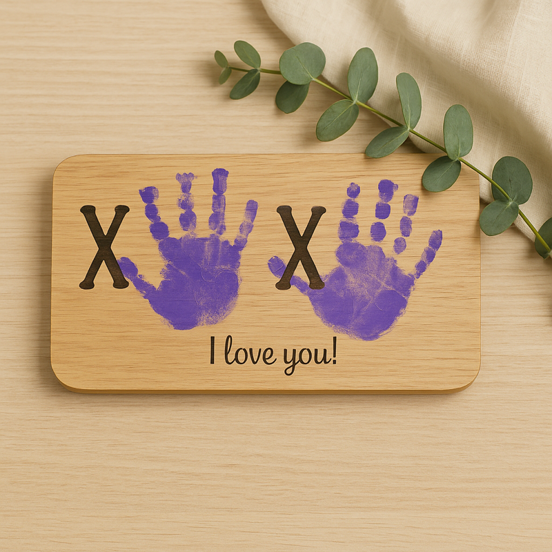 Personalised XO Handprint Board – DIY Gift for Daddy, Nanny or Mum | Unique Father’s Day, Birthday or Keepsake Gift from Kids