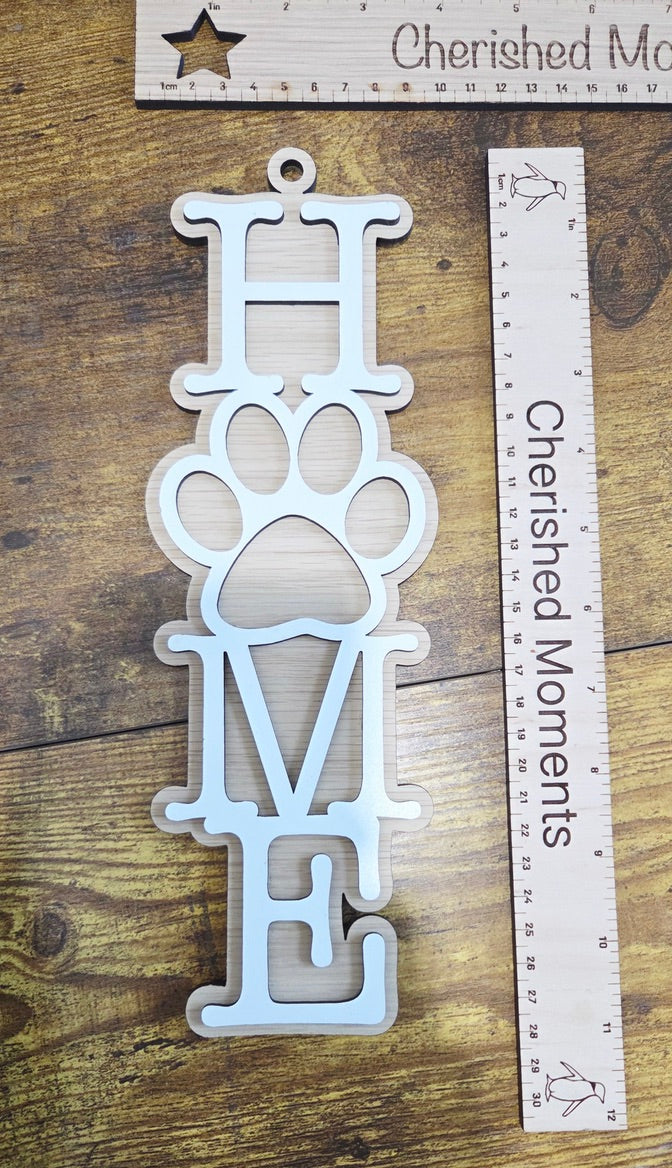 Personalised Wooden Paw Print Home Sign