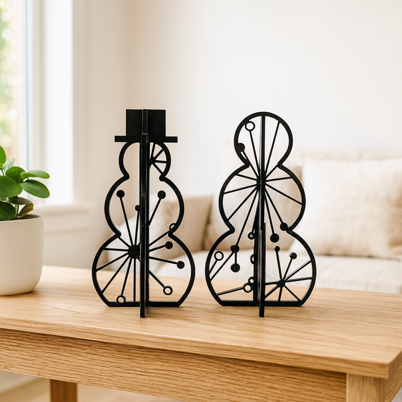 Acrylic Snowman Christmas Decorations – Set of 2 Modern Freestanding Xmas Ornaments | Winter Home Decor & Secret Santa Gift