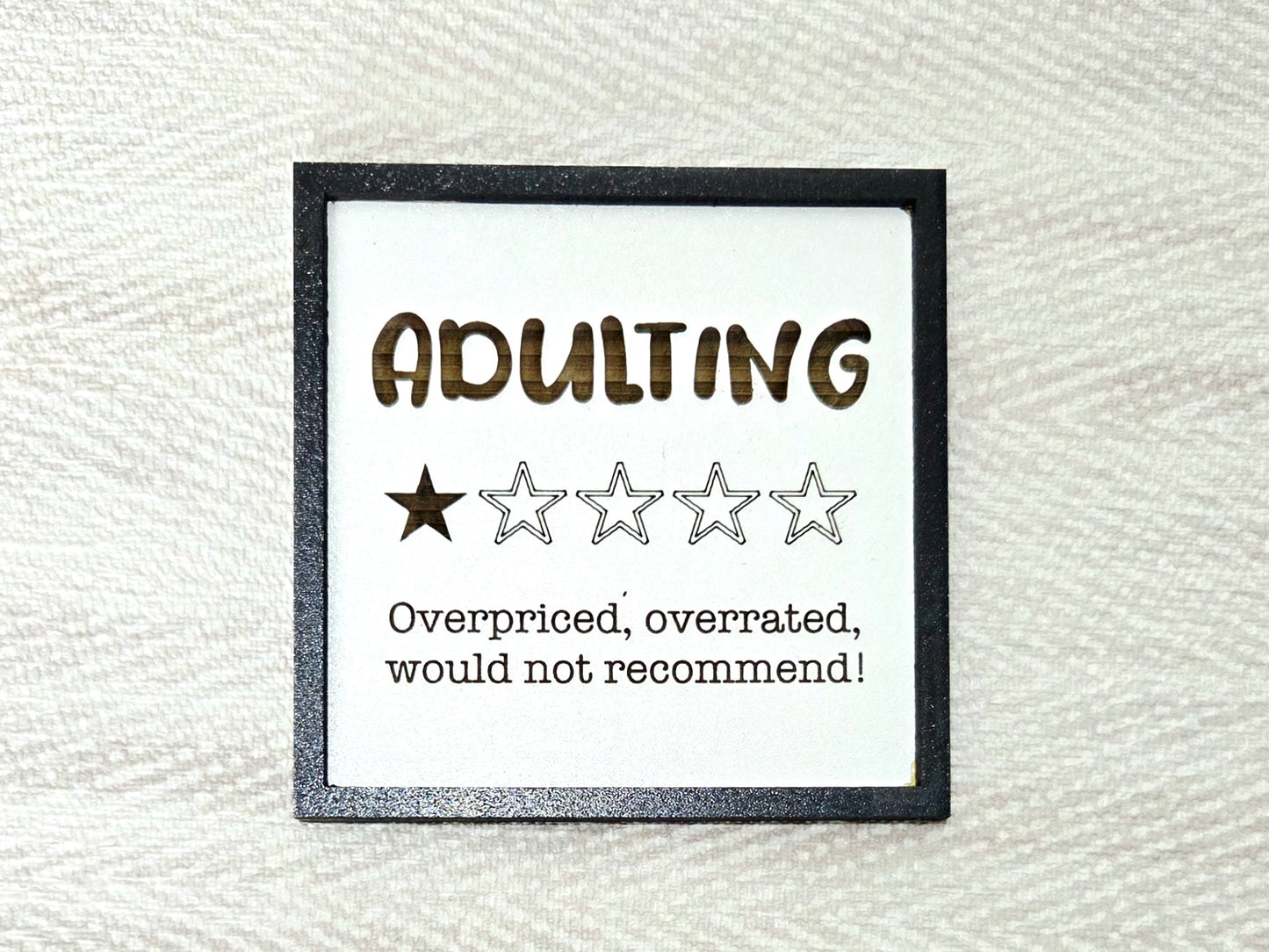 Funny Wooden Wall Signs – “Adulting 1 Star” & “Welcome, We Hope You Brought Wine” – Home Bar & Office Decor, Gift for Wine Lovers