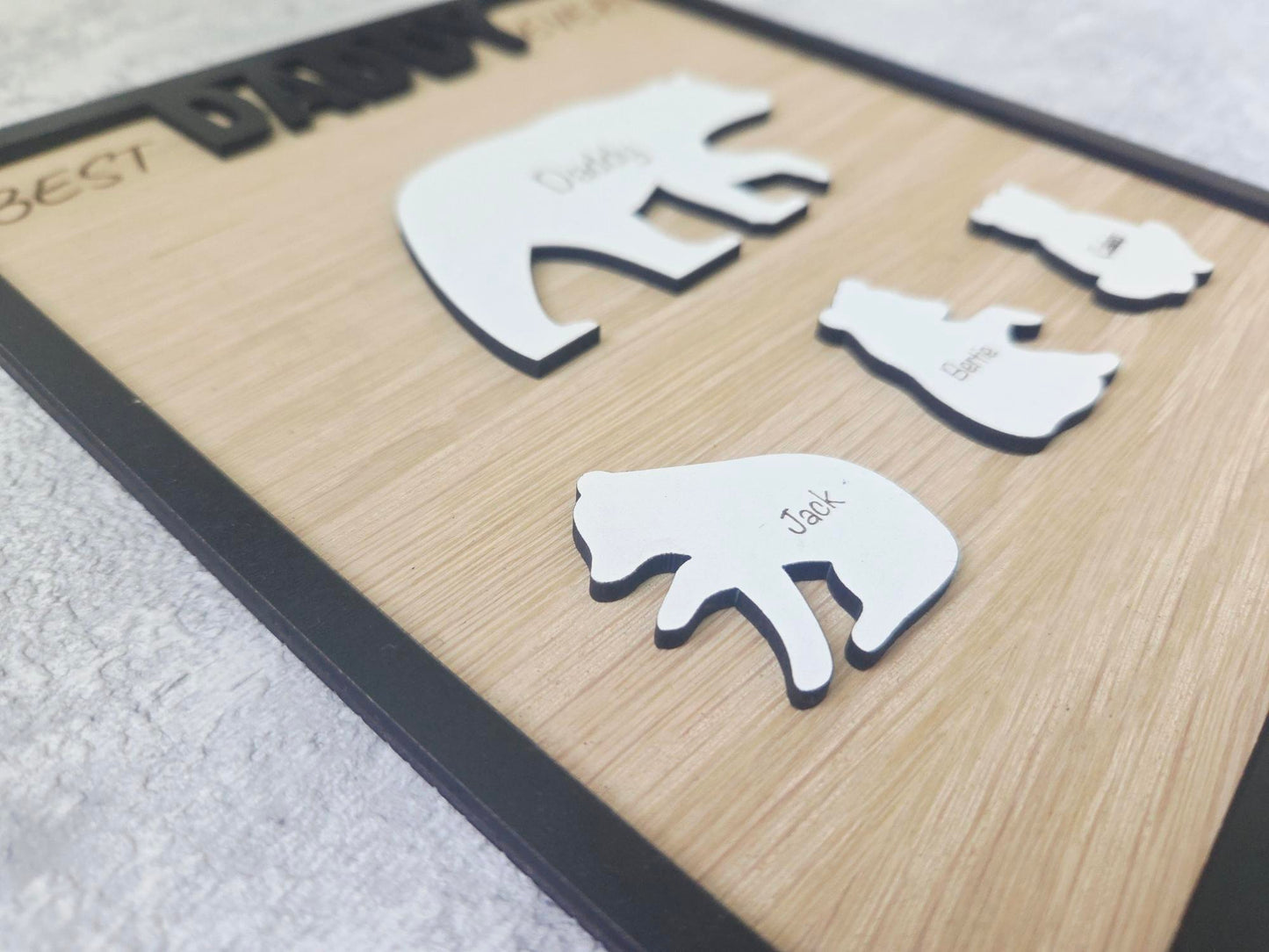 Personalised Bear Family Wall Decor Gift | Custom Name Plaque for Dad, Grandad, Mum or Nanny