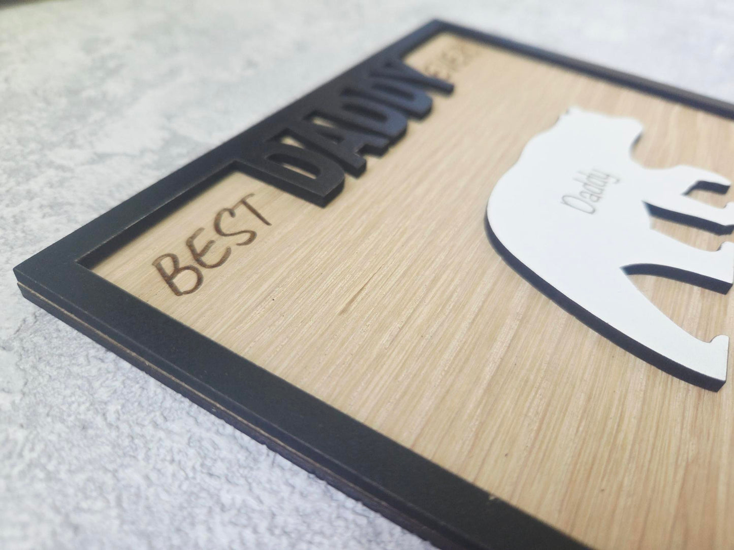 Personalised Bear Family Wall Decor Gift | Custom Name Plaque for Dad, Grandad, Mum or Nanny