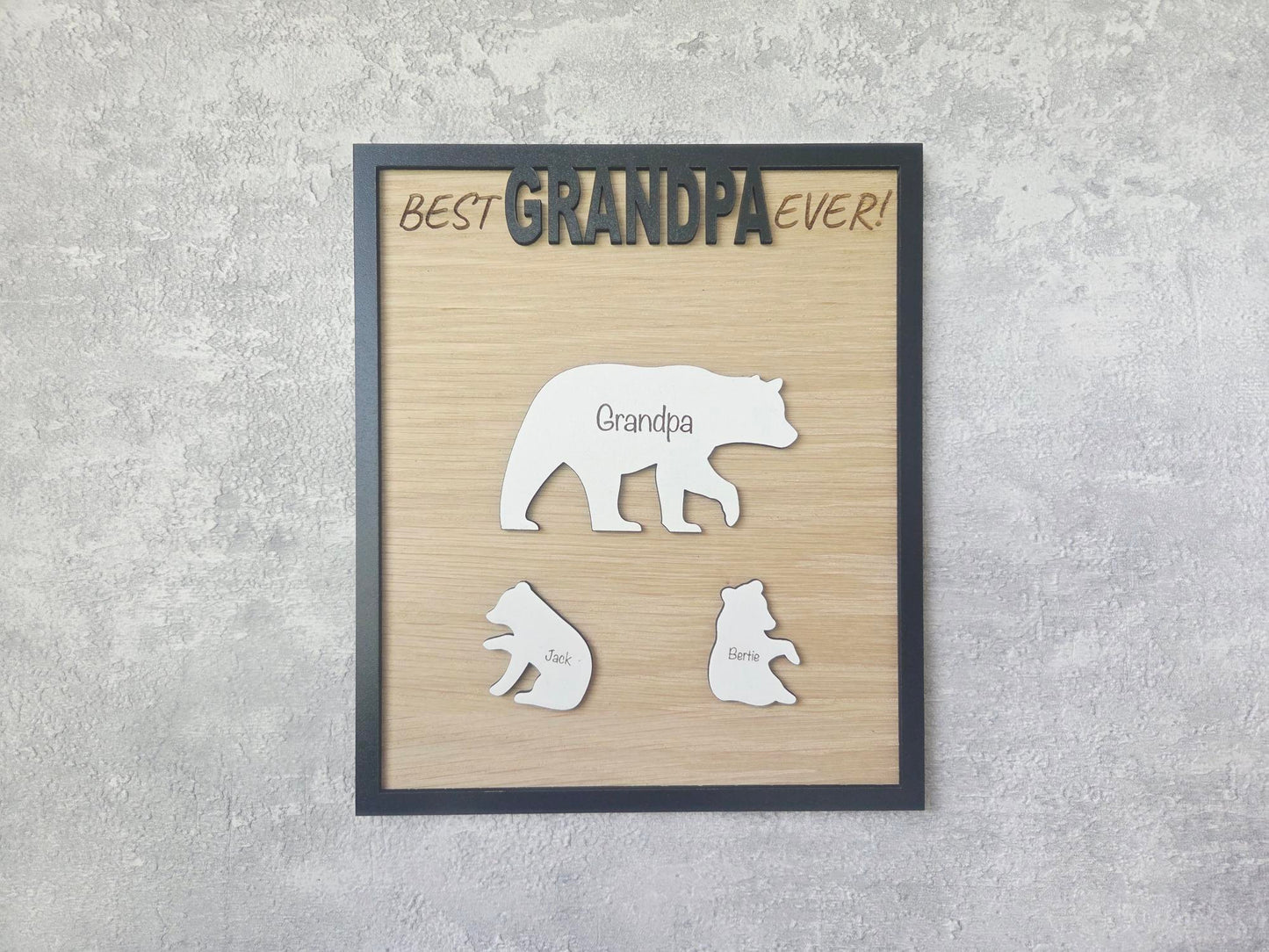Personalised Bear Family Wall Decor Gift | Custom Name Plaque for Dad, Grandad, Mum or Nanny