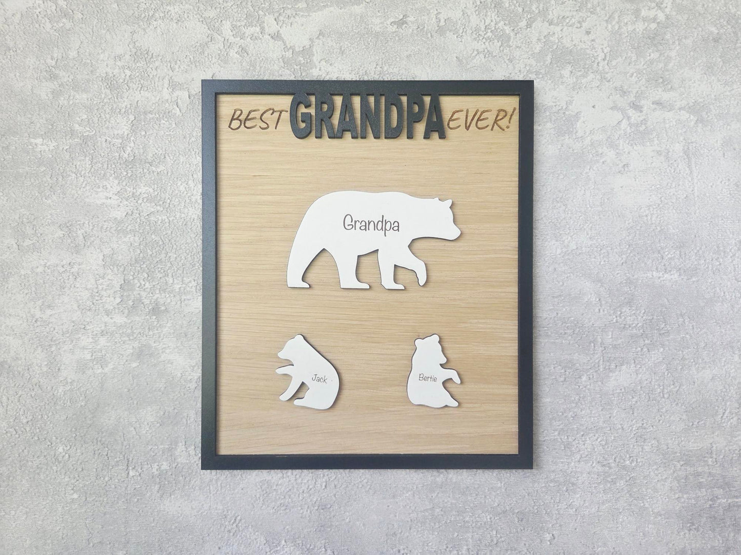 Personalised Bear Family Wall Decor Gift | Custom Name Plaque for Dad, Grandad, Mum or Nanny