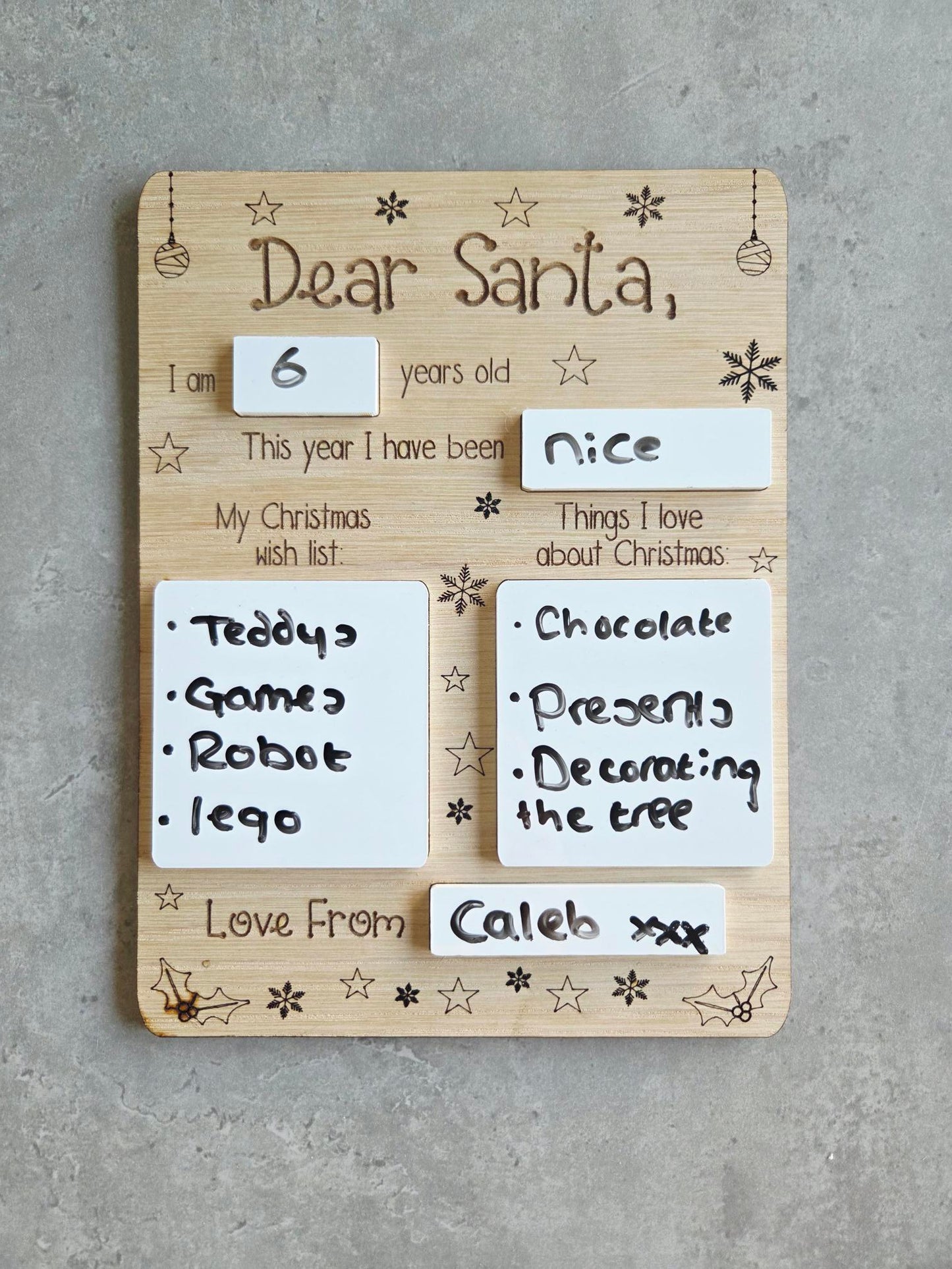 Dear Santa Letter Board – Reusable Children's Christmas Wish List