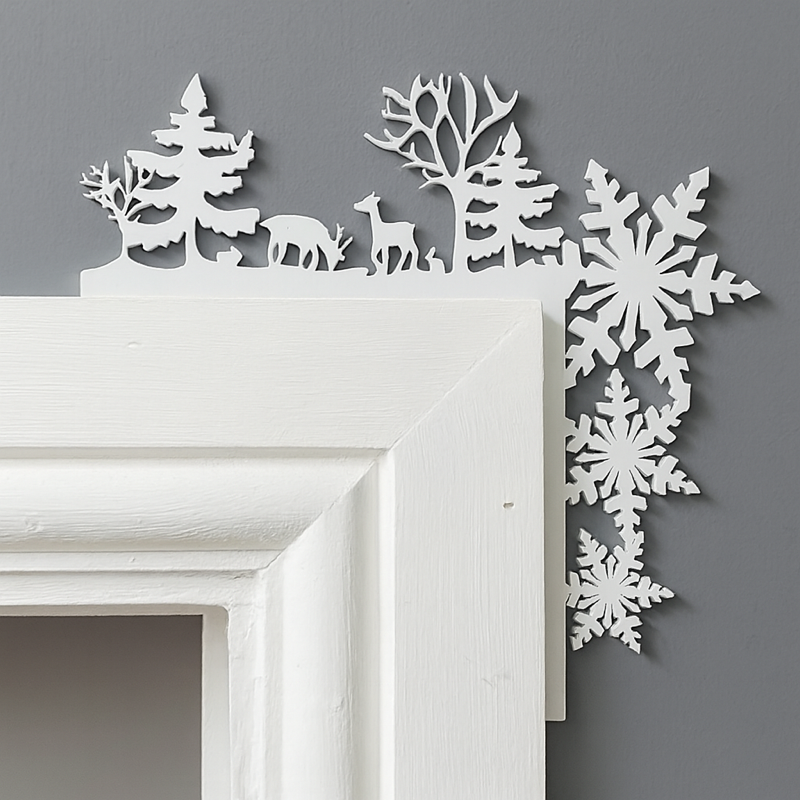 Deer in the Woods Decoration – Door Corner Accent, White Christmas Home Décor, Indoor Ornament, Small Xmas Gift Idea for Her, Hosting Decor