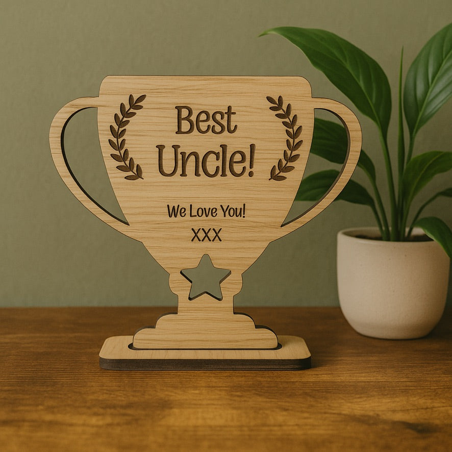 Personalised Wooden Teacher Trophy – Thank You Gift from Child or Class