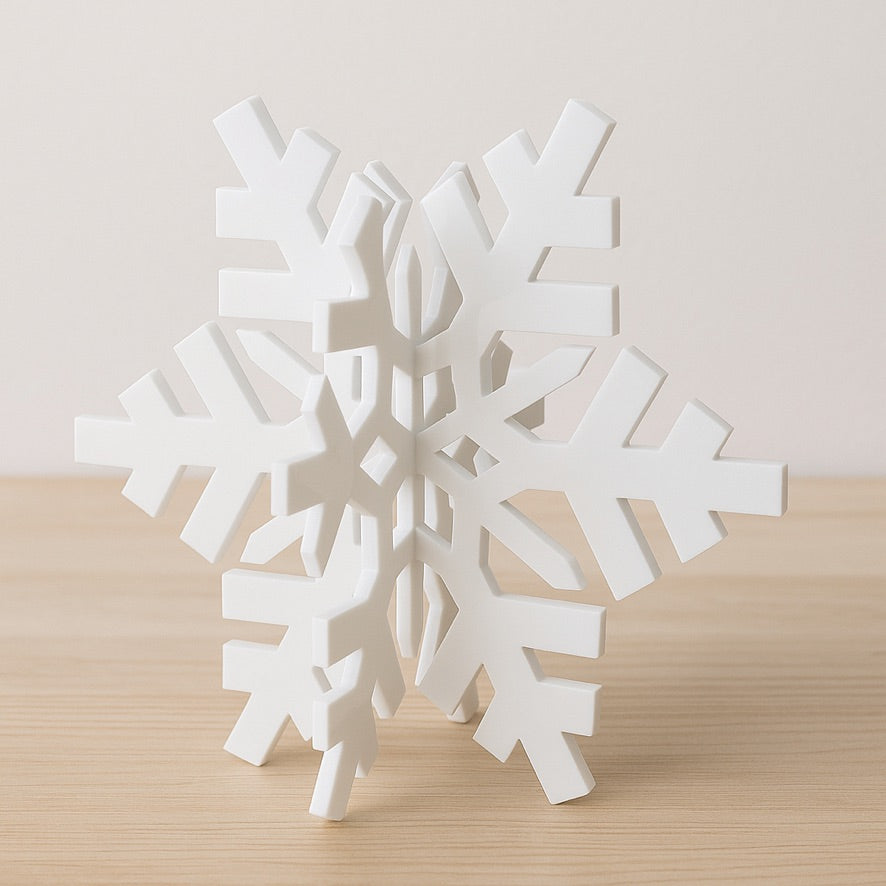White 3D Snowflake Decoration – Freestanding Christmas Ornament & Winter Table Centerpiece