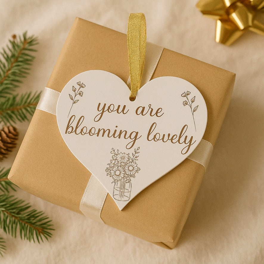 Blooming Lovely Wooden Hanging Heart – Floral Gift for Nanny, Mum or Grandma
