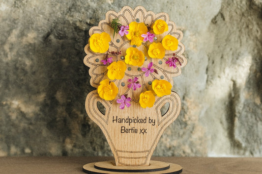 Personalised Wooden Flower Holder – Gift for Mum, Teacher or Nursery