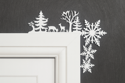 	White acrylic reindeer door trim for Christmas décor
